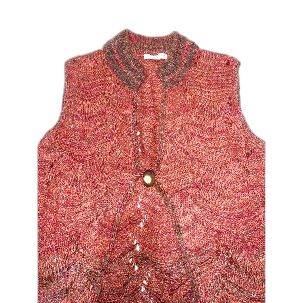 Coldwater Creek Whimsygoth Fairycore Pointelle Knit Long Vest Ombre Earthy M - Picture 12 of 12